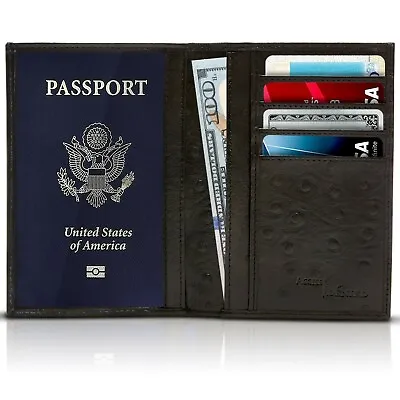 Leather Travel Passport Holder Wallet For Men And Women Unisex RFID Blocking • $9.99