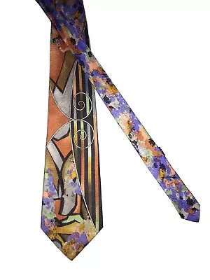 Vitaliano Pancaldi Tie Men Multicolored Mixed Pattern Abstract Print Necktie • $103.07