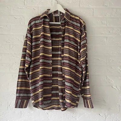 £18.99 • Buy Rare Vintage Aztec Soft Cotton Shirt Overshirt S Striped Retro Festival Urban