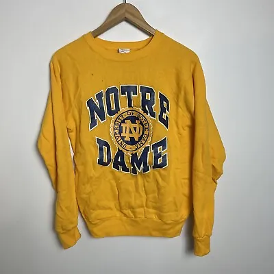 Vintage Champion Jumper Mens Medium Yellow Notre Dame USA 70s 80s University • $30