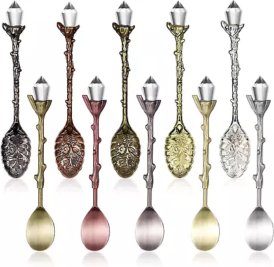 Retro Spoons Set Crystal Alloy Coffee Spoons Decorative Tea Spoons Vintage Carve • $13.26