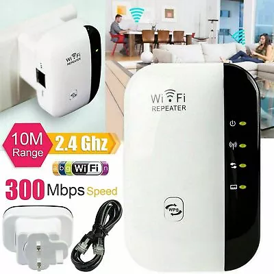 WiFi Signal Extender Range Repeater Booster 300Mbps Internet Amplifier UK Plug • £9.49