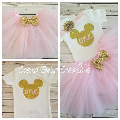 First Birthday OutfitMinnie Mouse OutfitPink And Gold BodysuitHandmade • $24.99