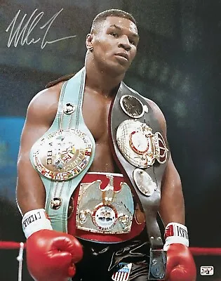 Mike Tyson W/ Belts Autographed 16x20 Photo  Fiterman Hologram • $99.99