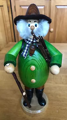 Erzgebirgische Holzkunst 10-1/2  Smoker Wood Peddler Incense Doll - Germany • $34