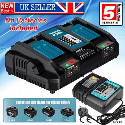 For Makita DC18RD/DC18RC 18V LI-Ion Twin Port Rapid Battery Charger Dual Port UK • £18.89