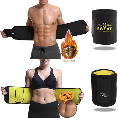 Sweat Waist Trimmer Sauna Ab Belt For Women Men Fitness Gym Body Shaper Fat Burn • £12.79
