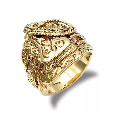 Mens Solid 9ct Gold Mersham Jewels Horse Saddle Rope Ring • £1141.99