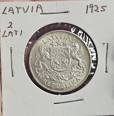 1925 Latvia 2 Lati SILVER - CH BU * ORIGINAL HIGH GRADE * • $29.95