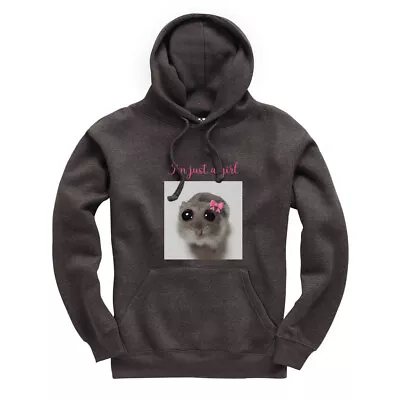 I'm Just A Girl Sad Hamster Adults Hoodie Cute Viral Meme Hooded Sweatshirt New • £19.95