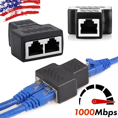 RJ45 Splitter Adapter 1 To 2 Ways Dual Female Port CAT6/5/7 LAN Ethernet Cable • $5.79