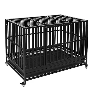 36 /43 /47  Heavy Duty Pet Cage Crate Kennel Metal Dog Playpen Portable W/ Tray • $189.99