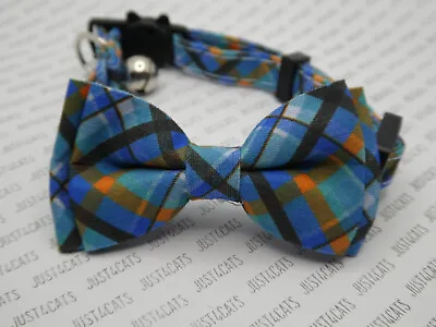 (CC124)  Colourful Tartan Cat Collar Safety Release Bell With Bowtie • £4.50