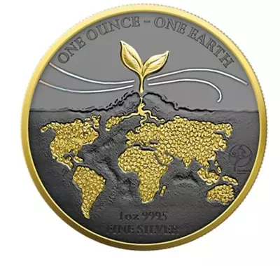 2022 $1 Fiji GOLDEN EARTH Ruthenium 1 Oz Silver Gilded Coin • $89