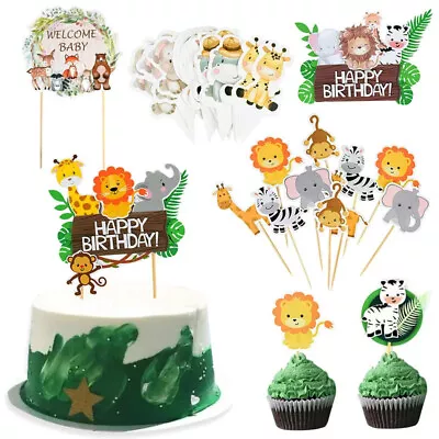 Jungle Safari Birthday Cake Topper Zoo Monkey Lion Jungle Party Animal Theme. • $20.69