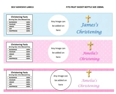 £2 • Buy 7 Personalised Baptism Christening Fruit Shoot Labels With Photo. Party Favours