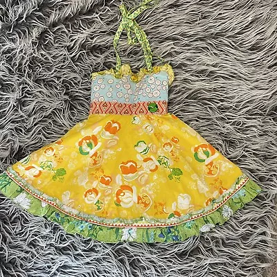 Matilda Jane Platinum Size 2 Fresh Squeezed Ellie Roundabout Dress Art Fair • $40