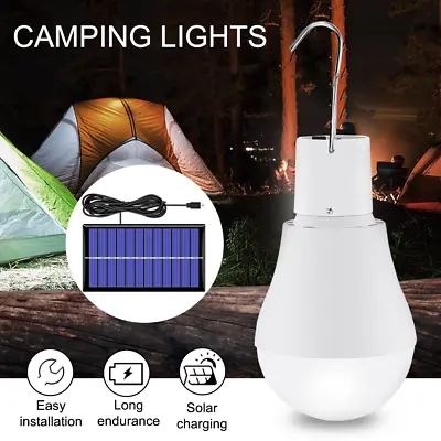 Solar Camping Light Led Bulb Panel Powered Outdoor Garden Shed Tent Lamp Lantern • £6.95