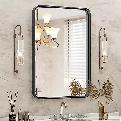 Black Metal Framed Vanity Rounded Rectangle Bathroom Mirrors For Over Sink Wall • $39.84