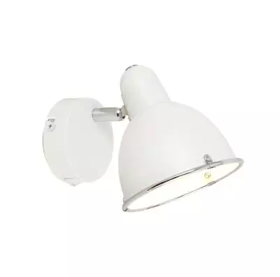 Single Bedside Wall Light Fitting With Rocker Switch White & Chrome Lamp Shade • £13.99