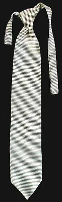 Men's Houndstooth Long Tie Necktie Windsor Black White Ivory Pre-Tied Victorian • $9.99