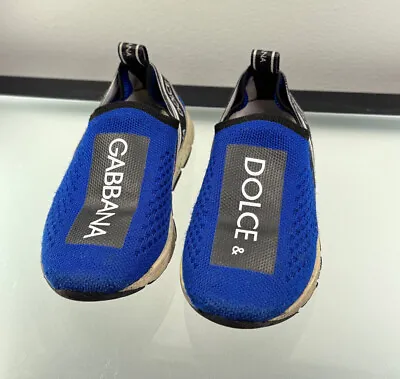 Dolce & Gabbana LOGO Kids Sorrento Slip-on Sneakers In Blue EU Size 26 • £156.83