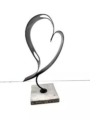 Modern Metal Cement Abstract Heart Sculpture Art 10x5 • $44