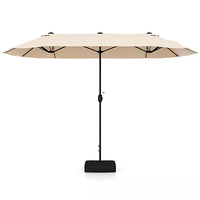 4M Outdoor Table Parasol Patio Umbrella Double-Sided Market Umbrella With Base • £99.95