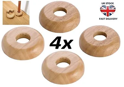 4 X REAL OAK Wood 45/15mm Radiator Pipe Collars Wooden Floor Cover Rose Rings • £7.97