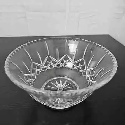 Genuine Hand Cut 24% Lead Crystal Footed Bowl Compote 9  Poland Fruit Serving • $17.95