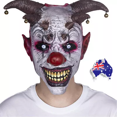 Halloween Clown Mask Horror Latex Creepy Clown Mask Headgear Props With Bells AU • $17.91