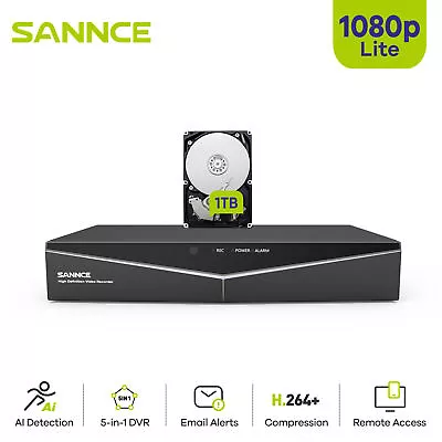 SANNCE 8CH 1080P Lite TVI DVR 1TB Video Recorder For Surveillance Camera System • $69.99