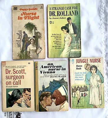 Lot 5 Vintage Nurse Doctor Romance Pulp Fiction Pbs Seifert Heath Judson Gaddis • $11.20