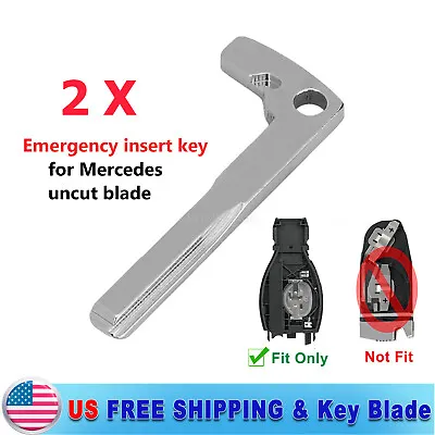 2Pcs Smart Remote Key Keyless Emergency Prox Uncut Blade Blank For Mercedes Benz • $9.45