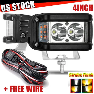 4inch LED Strobe Flash Work Light Bar Cube Side Shooter Pods Offroad Truch +Wire • $21.99