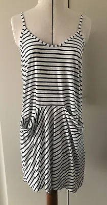 £12 • Buy Top Shop Striped Sleeveless  Short Jersey Cami Dress With Pockets Size M
