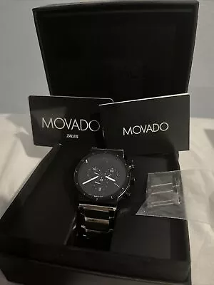 Movado Sapphire Synergy Mens Black Dial Swiss Chronograph Quartz Watch • $989