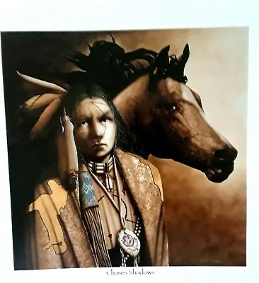 J.D.Challenger  CHASES SHADOWS  Native America-Western Art Print-9X9--SALE 4.50 • $4.50