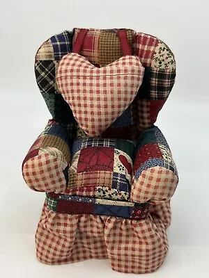 Vintage Fabric Pin Cushion Chair With Hidden Storage - Patchwork Pattern • $18.74