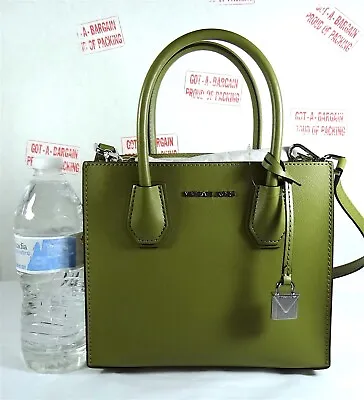 Michael Kors Mercer Medium Green Saffiano Leather Satchel Crossbody Bag Purse • $139.98