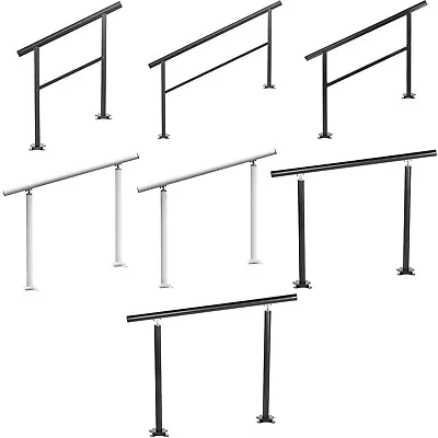 Aluminum Stair Handrail Outdoor Hand Rail 3-5FT Black/White Handrail For Garden • £50.39