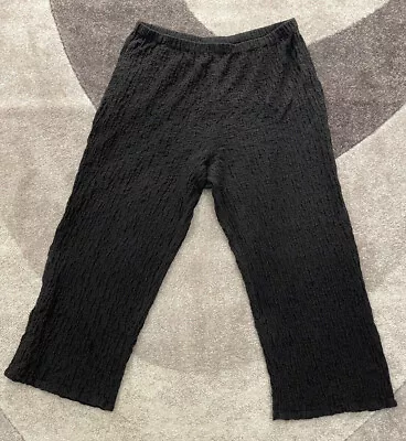 Habitat Clothes To Live In Black Cropped Pants Womens Size L Textured Wide Leg • $18