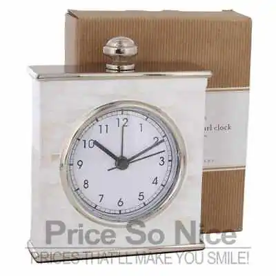 $44.99 • Buy New POTTERY BARN Mother Of Pearl Silver Desk Clock - MSRP $79 - New