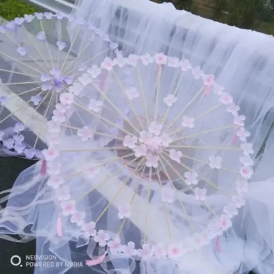 $70.13 • Buy Silk Umbrella Hanfu Cos Lolita Dance Show Craft Kids Parasol Clear Lace Umbrella