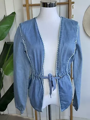 Tigerlily Denim Jacket Cardi With Drawstring Women’s Size 8 • $34.30