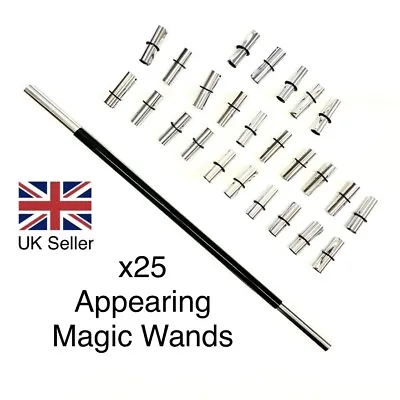 £14.99 • Buy X25 Expanding Wands Easy Magic Trick Party Bags Appearing Foil Magicians Wand UK