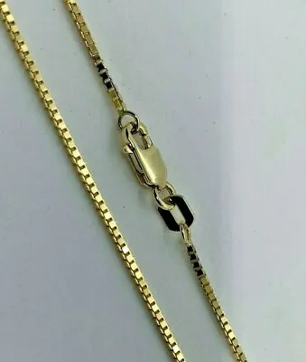 14K Solid Yellow Gold Box Chain Necklace Men's Women's 1.35mm Length 16  To 30   • $329.99