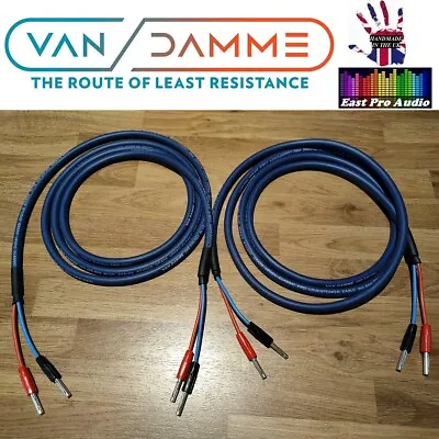 Van Damme Blue Series Studio 2x2.5mm Speaker Cable 2m Pair - Silver Plated Plugs • £24