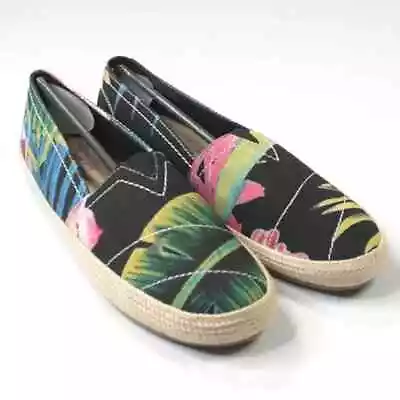 NEW Mia Amore Black Tropical Espadrille Slip On Shoes Womens 8.5 Summer Jute • $24.99