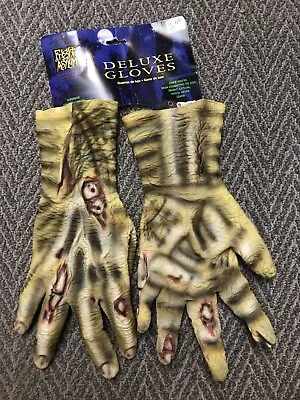 NEW 1999 Halloween 15” DELUXE GLOVES ZOMBIE Latex Disguise Skeleton Hands VTG • $75